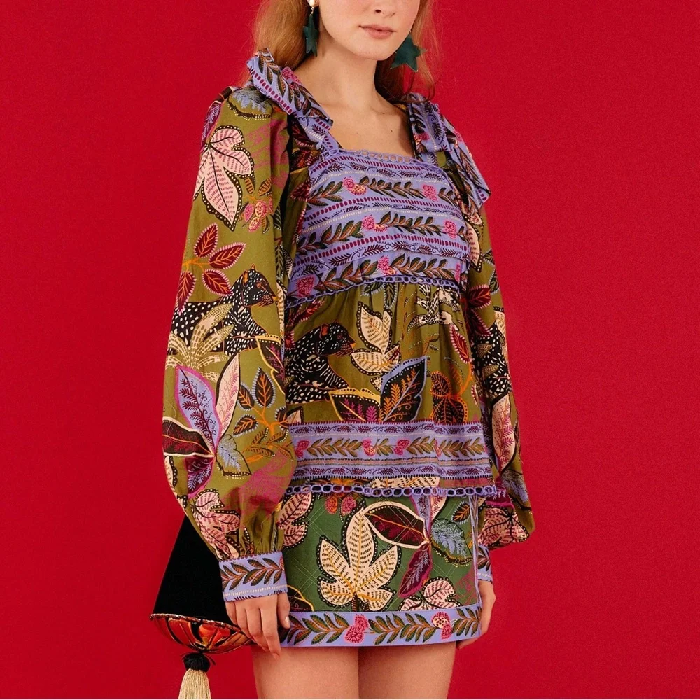 Farm Rio The Green Wild Jungle Blouse